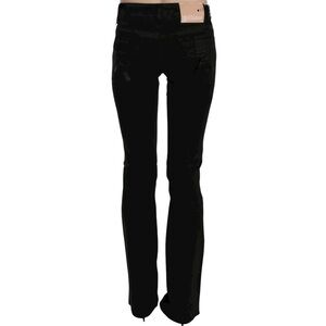GALLIANO Denim Jeans Black Low Mid Waist Bow Slim Straight Pant 25 Designer John